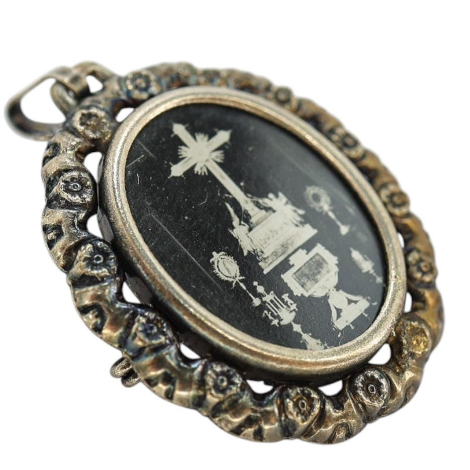 Antique Catholic Devotional Photo Brooches / Pendants - Set Of 2