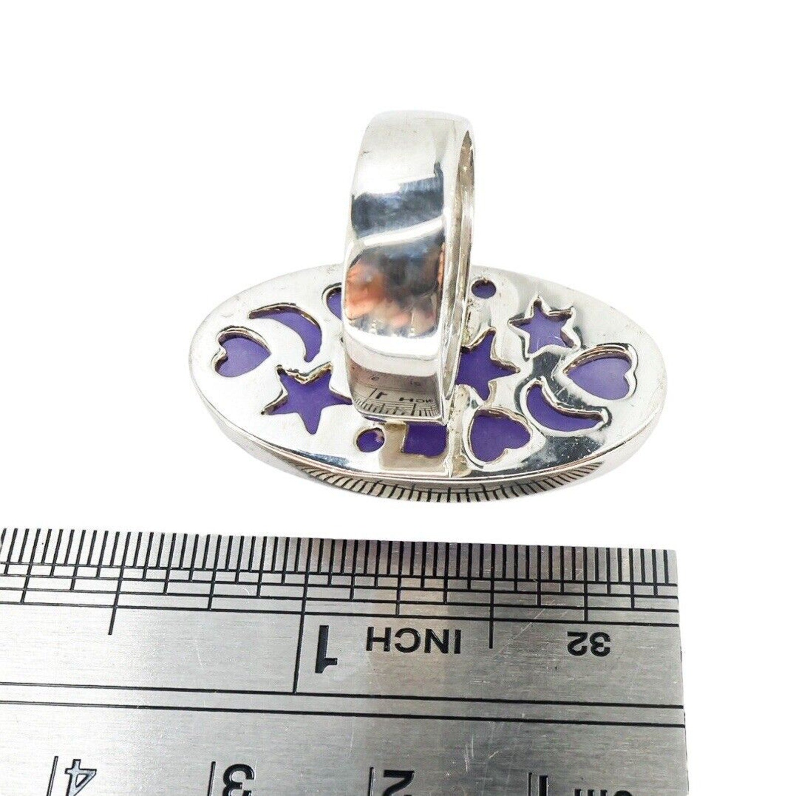 Statement Party Cocktail Ring Size 7 Sterling Silver 925 Purple Stone PJS