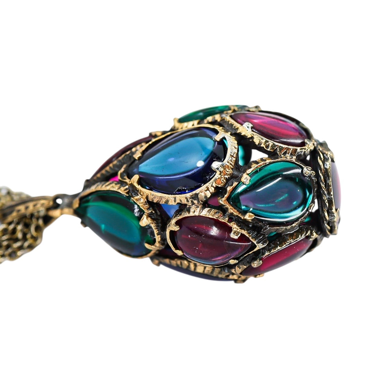 Trifari Renaissance Stained Glass Drop Necklace Multi-Chain