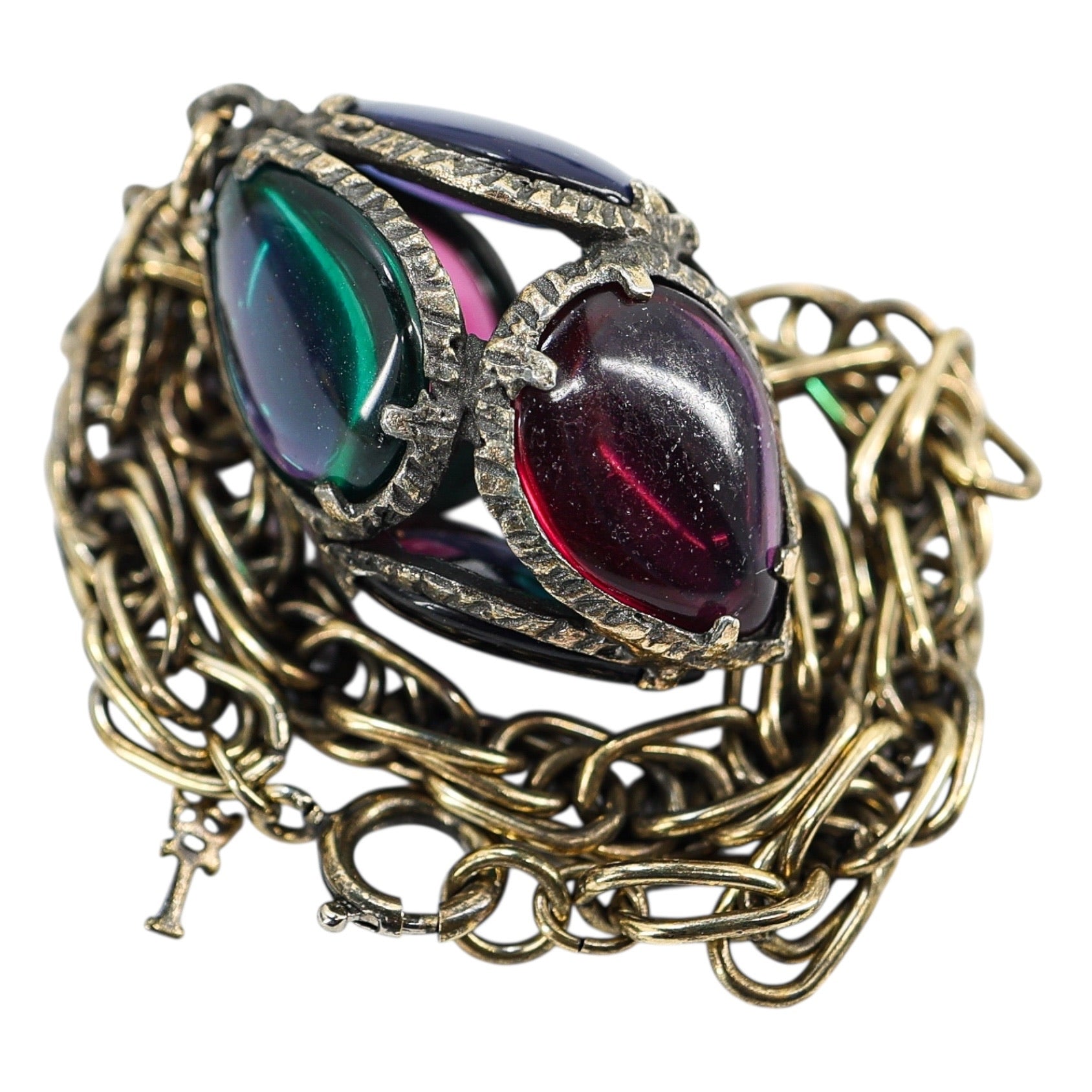 Trifari Renaissance Stained Glass Egg Charm Bracelet