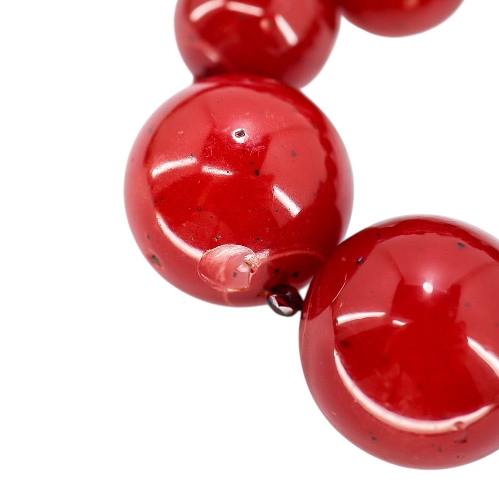 BEN-AMUN Vintage 80s Statement Necklace Cherry Red Resin Graduated Beads