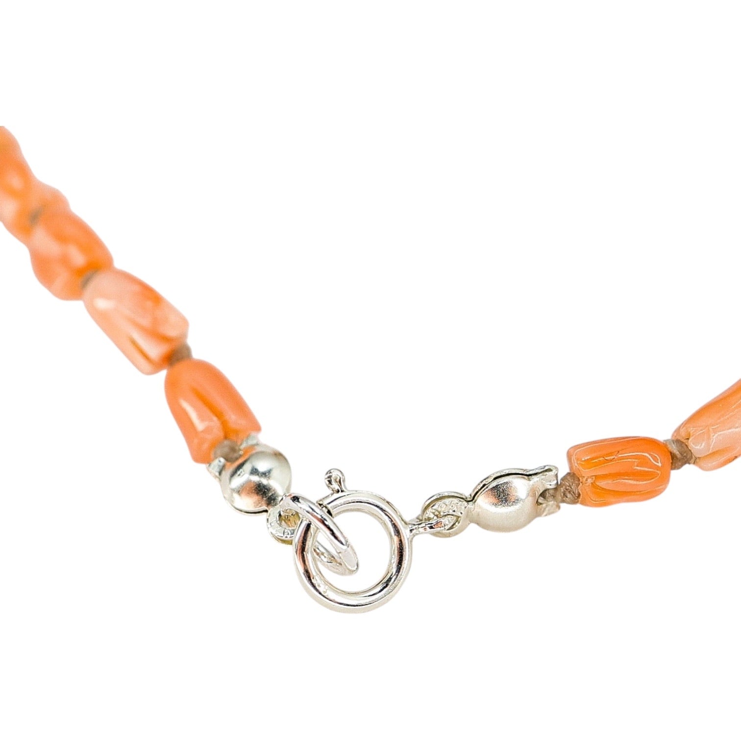 Vintage Tulip Bud Carved Salmon Pink Momo Coral Necklace 17g 19”