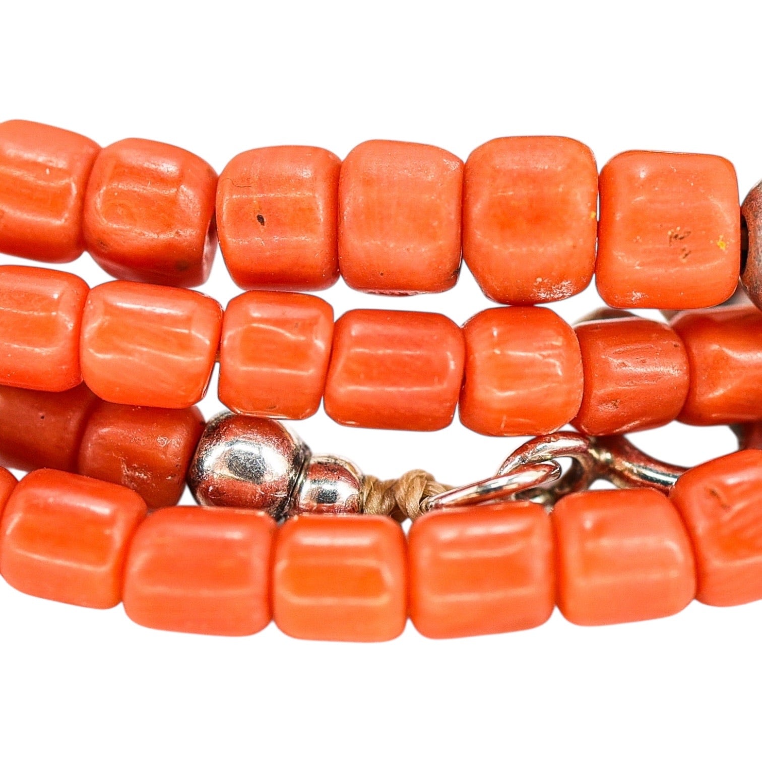 Vintage Genuine Undyed Pacific Salmon Coral And Sterling Necklace BOHO 27g