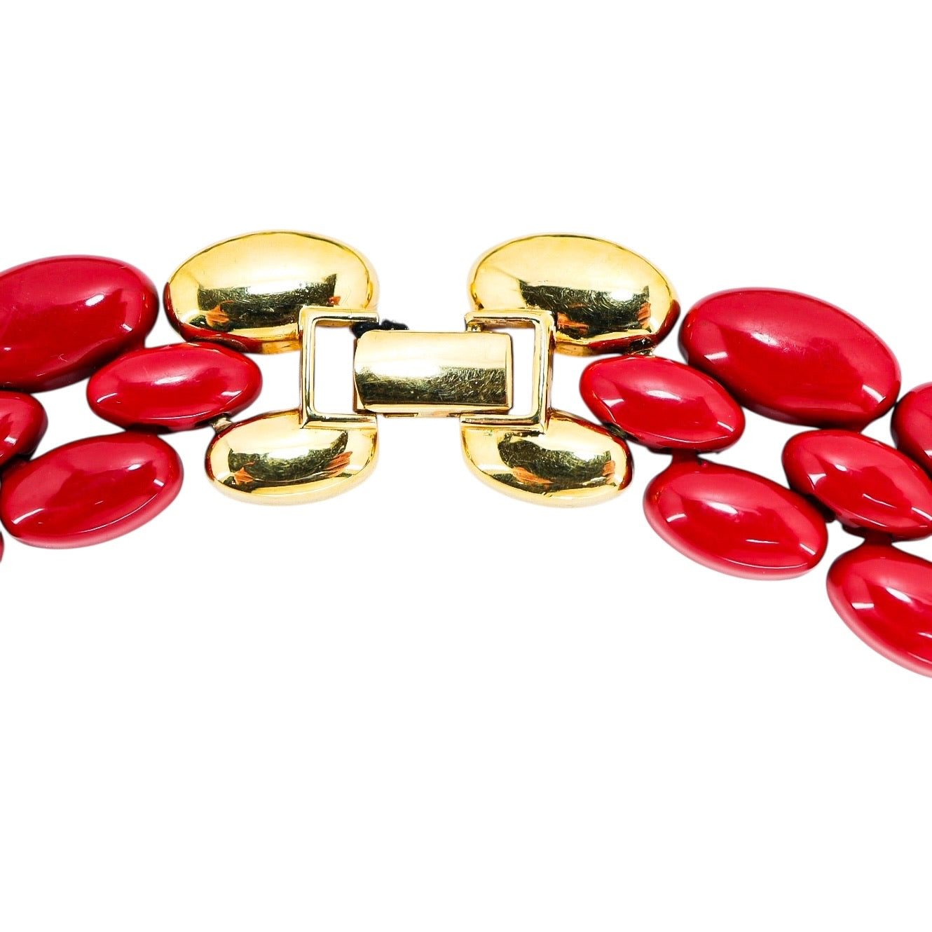 Napier 80s Signed Vibrant Red Metal Choker Necklace