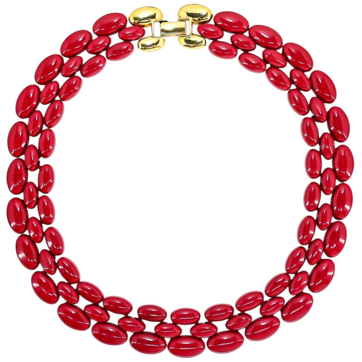 Napier 80s Signed Vibrant Red Metal Choker Necklace