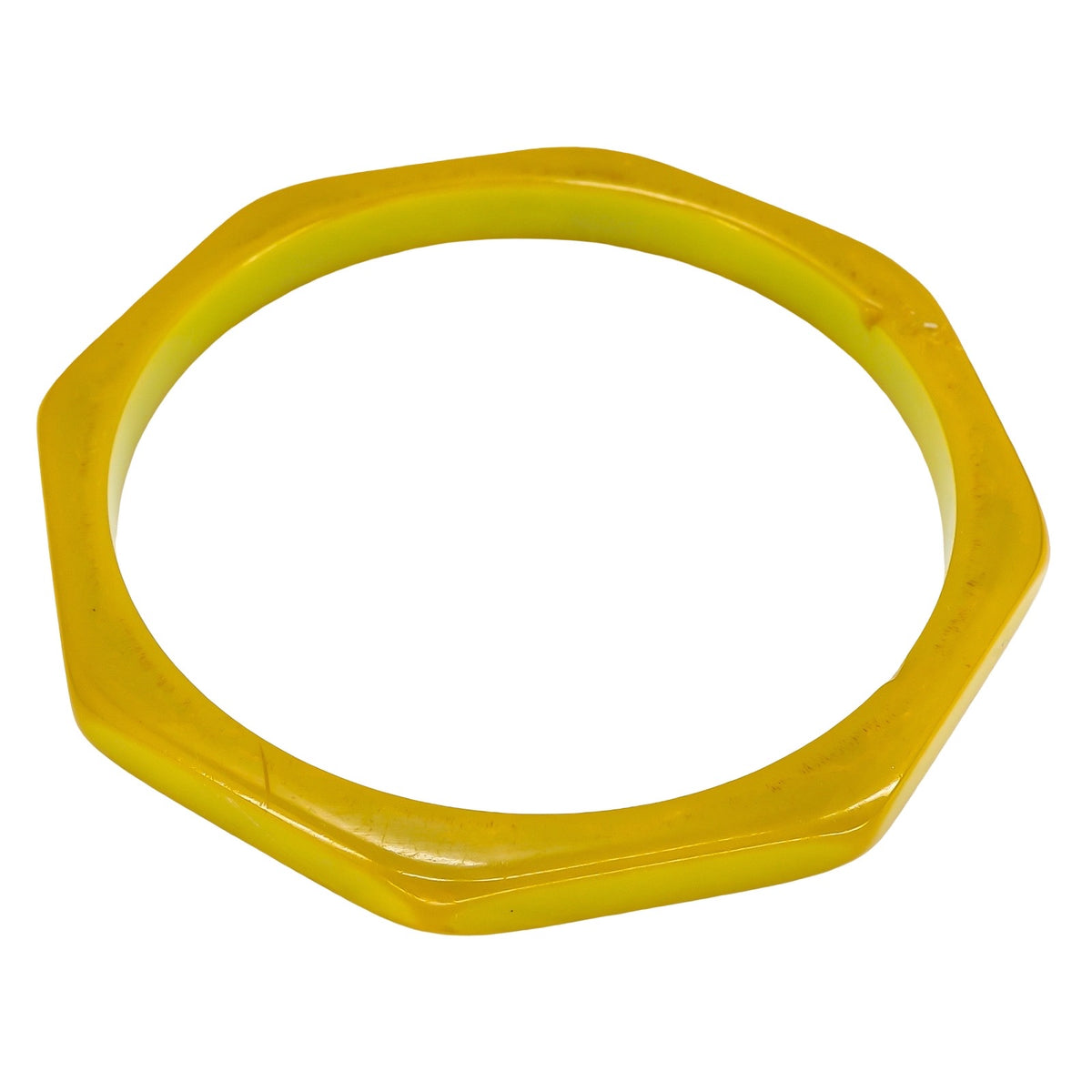 Vintage Yellow Green Bakelite Octogonal Bangle Bracelet