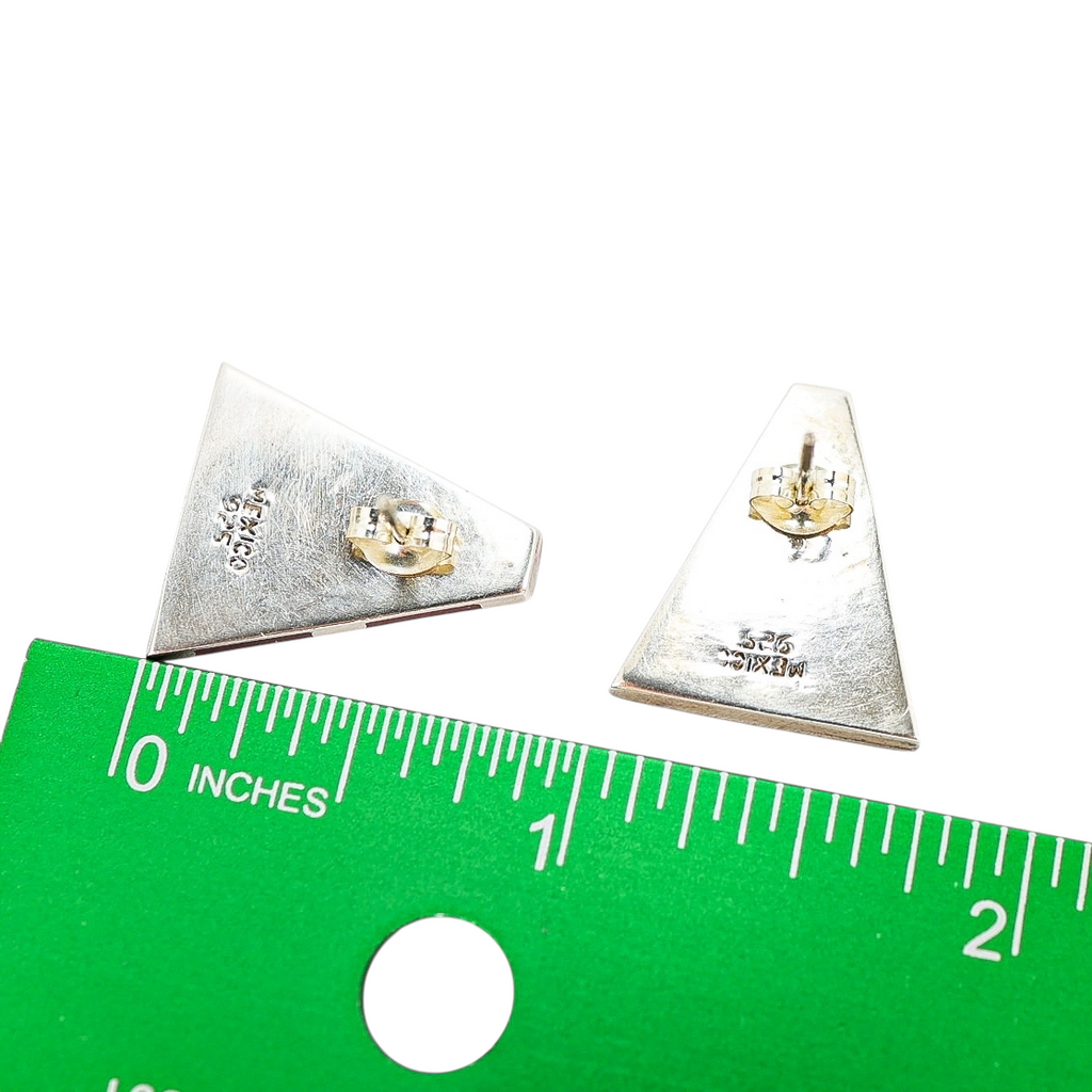 Red Enamel Triangle Sterling Silver Earrings – Mexico Modernist Design