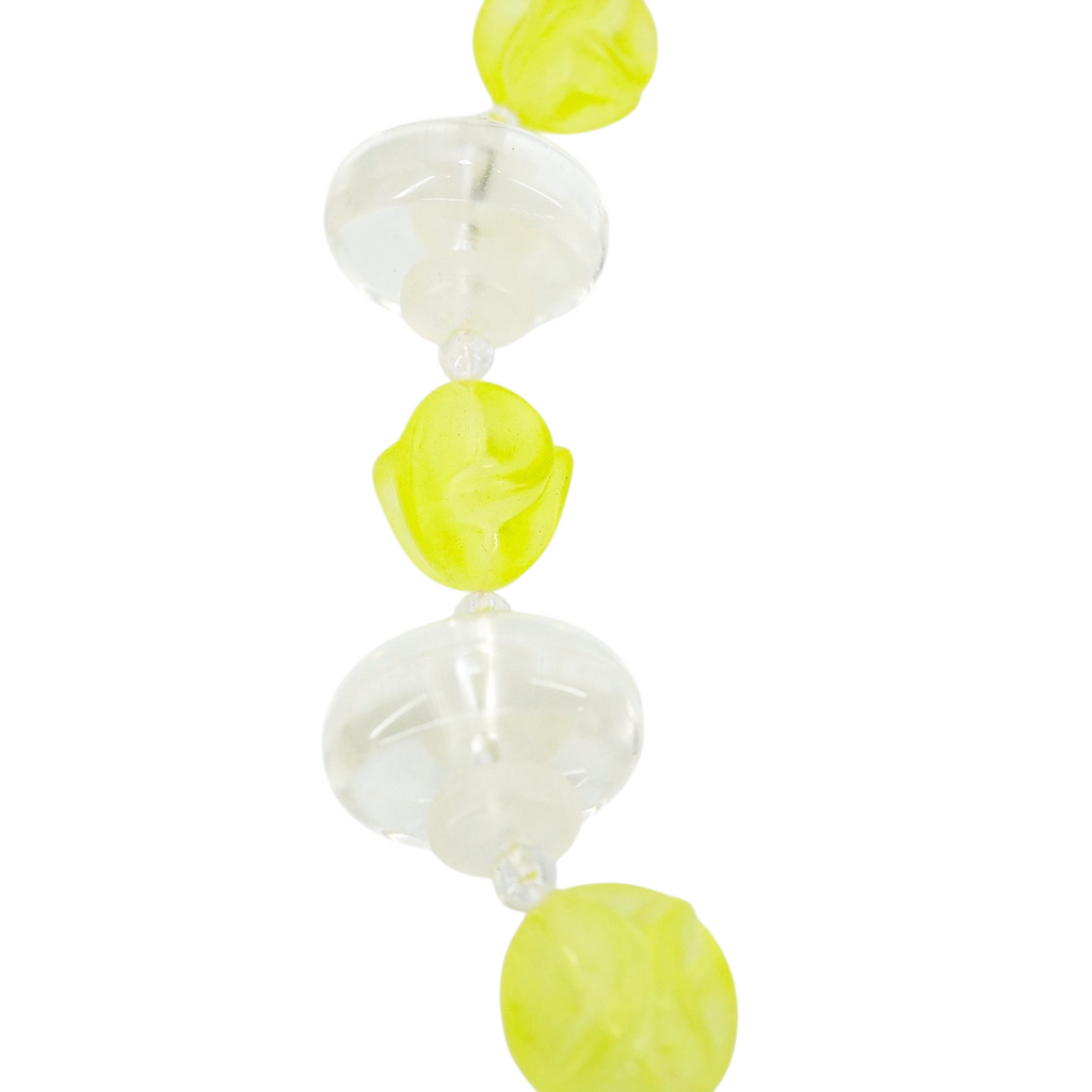 Vintage Cellulose Acetate Necklace Clear Yellow Mod Retro - Chunky