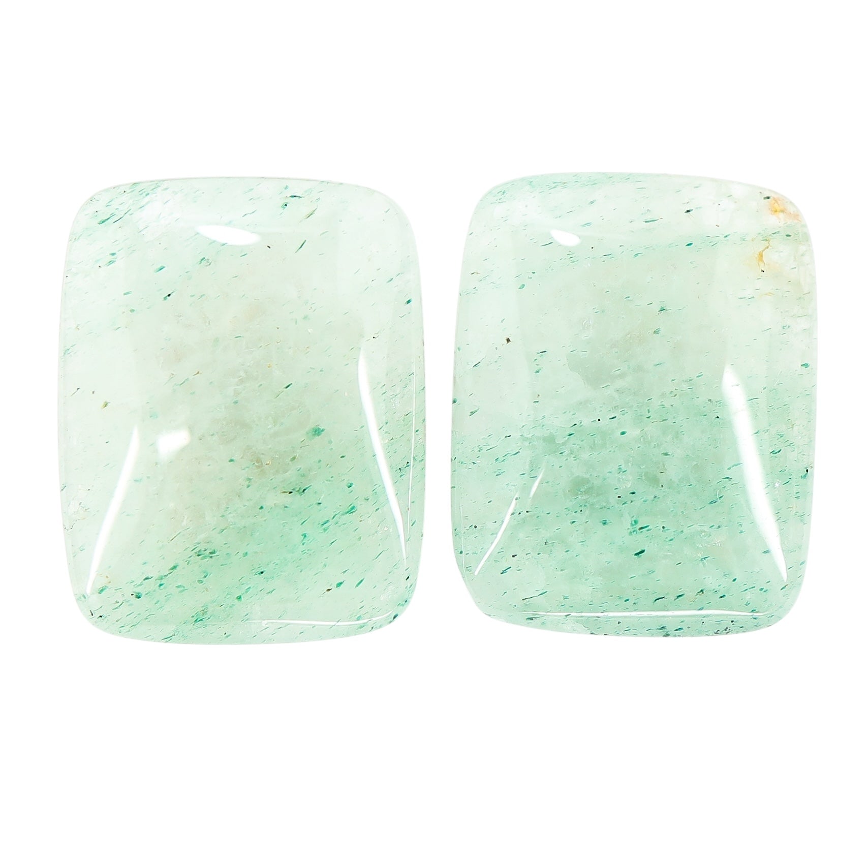Large Natural Aventurine Rectangular Geometric Earrings