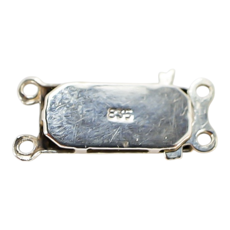Vintage European 835 Silver Box Clasp with Faceted Crystal – 2-Strand Art Deco Style