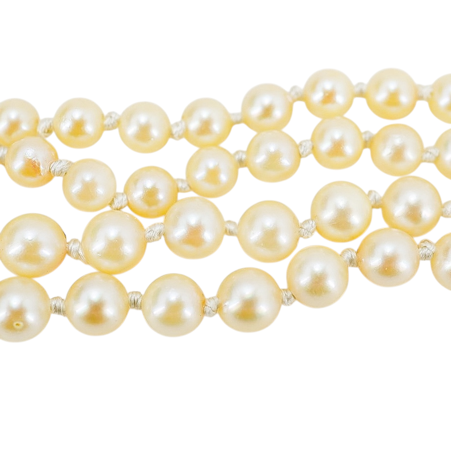 Vintage Akoya Pearl Necklace 14K White Gold Clasp Made in USA