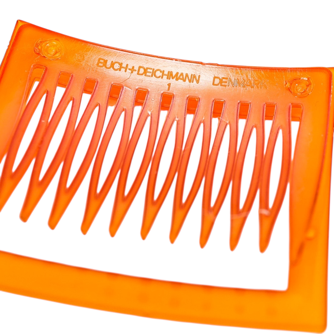 Vintage Buch + Deichmann Denmark Orange Cellulose Acetate Hair Comb MOD