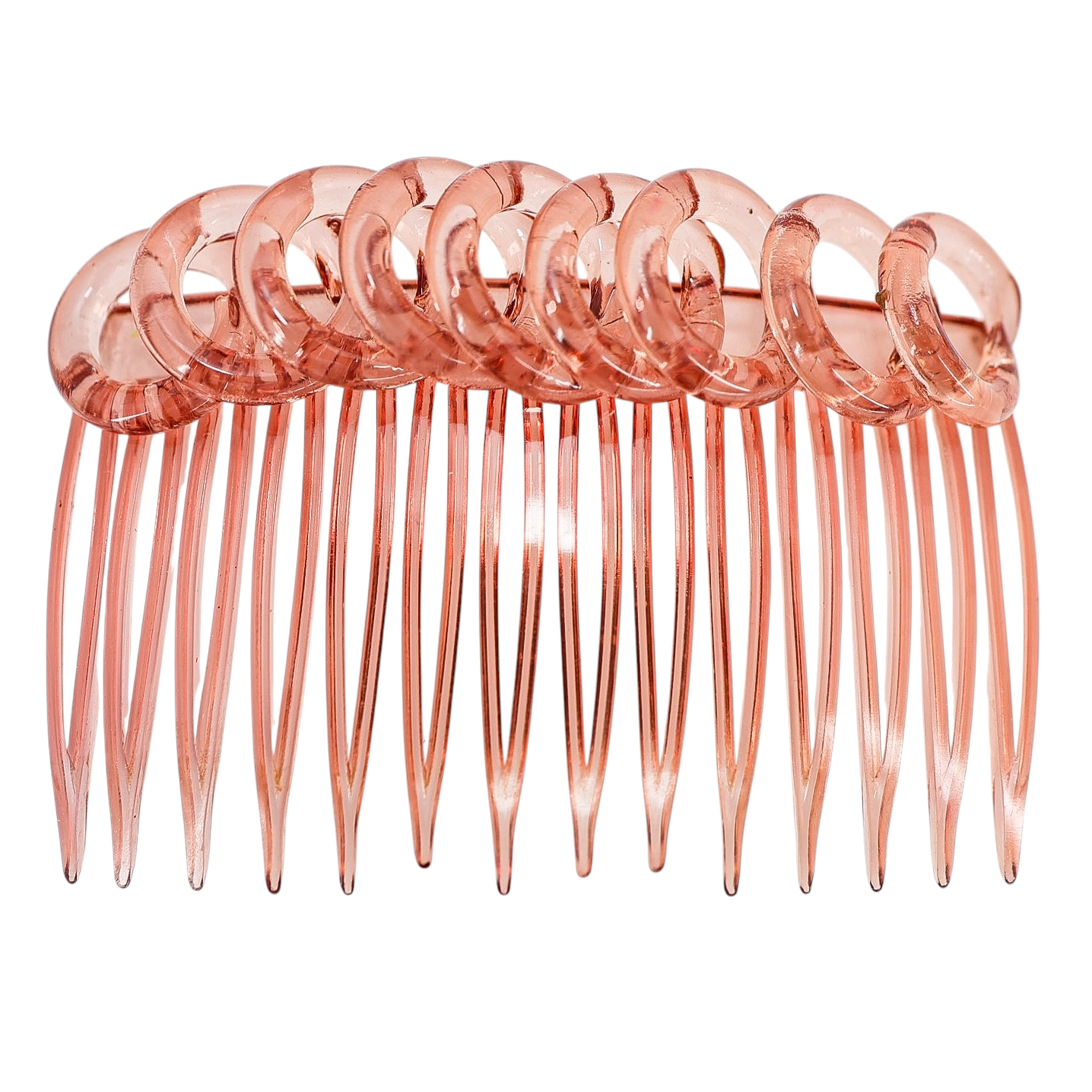 Vintage Pink Lucite Hair Comb – Made in USA – Retro Loop Top Design