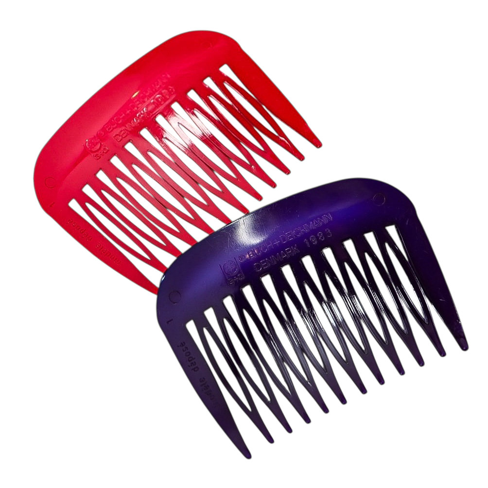 Lot of 2 Vintage 1983 Buch + Deichmann Hair Combs Purple Fuchsia MOD