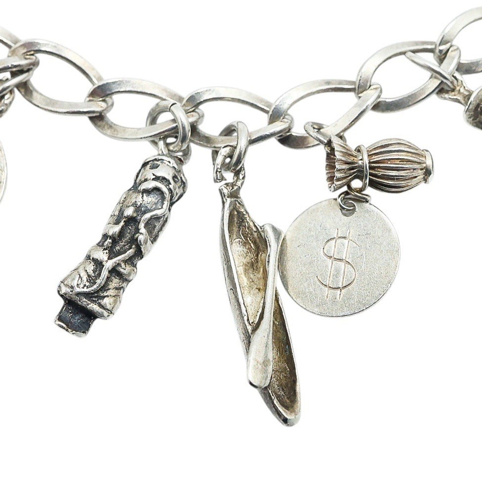 Heavy Silver Wild West Western Charm Bracelet 34g Cowboy Rodeo Boho Acid Tested