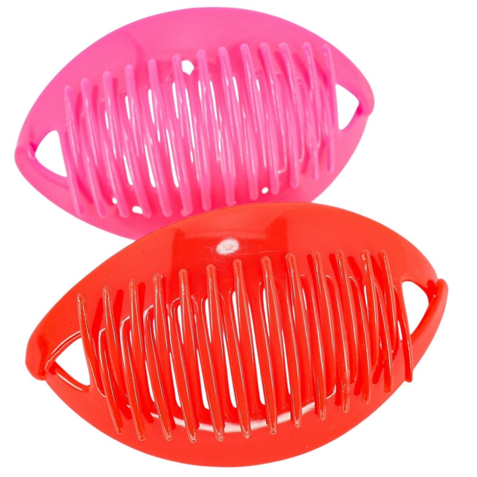 Vintage 80s 90s Y2K Taiwan Hair Clincher Comb Banana Clip Combs Red Pink 5.5 In