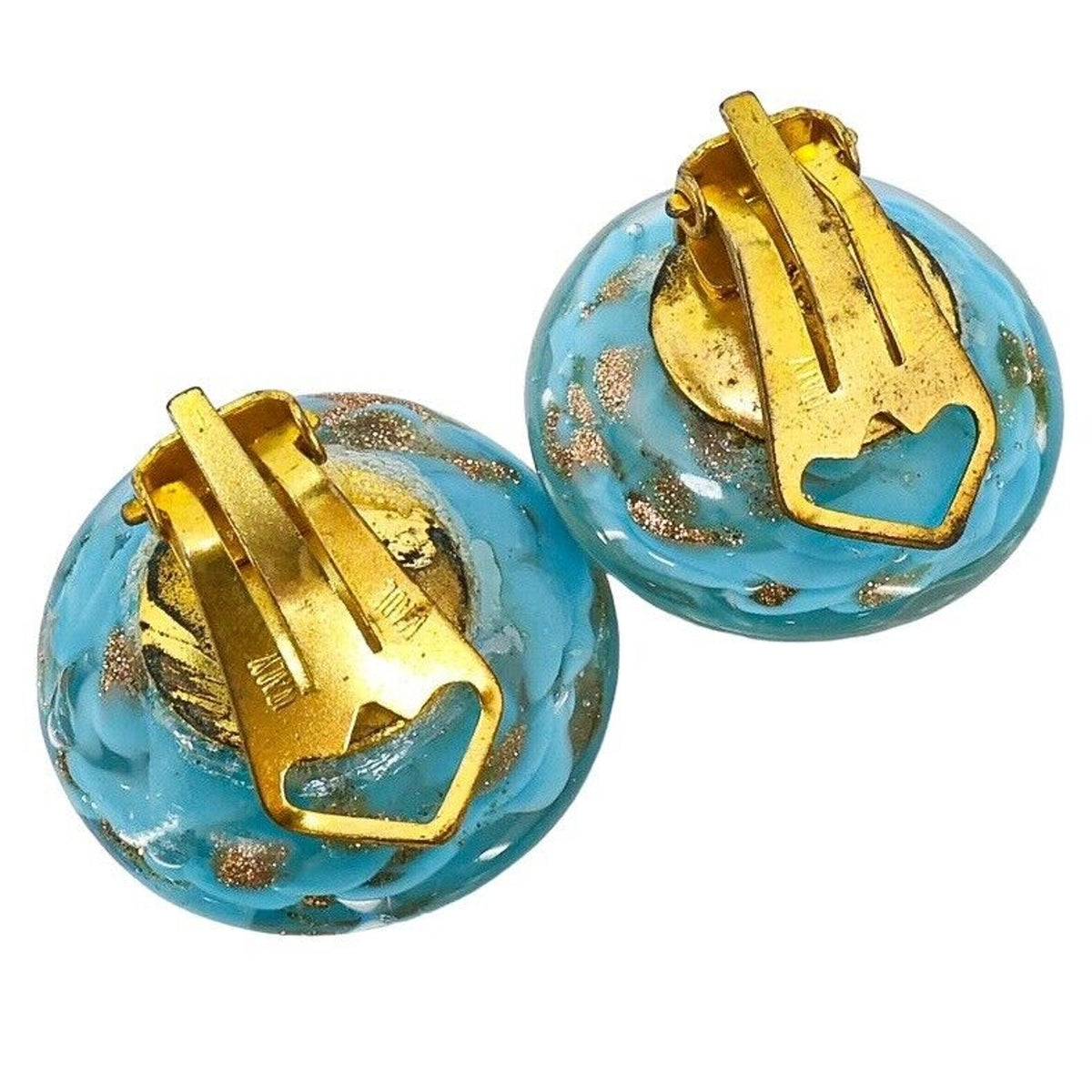 Vintage Murano Glass Jewelry Set Blue Aventurine Sommerso Beads Signed Italy