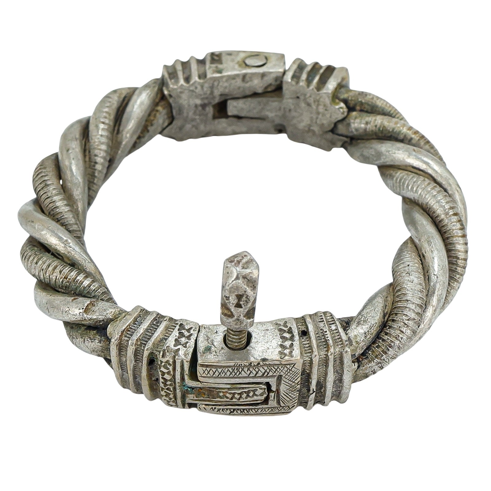 Tuareg Style Twisted White Metal Bracelet Ethnographic Cuff - Roy Sieber Provenance
