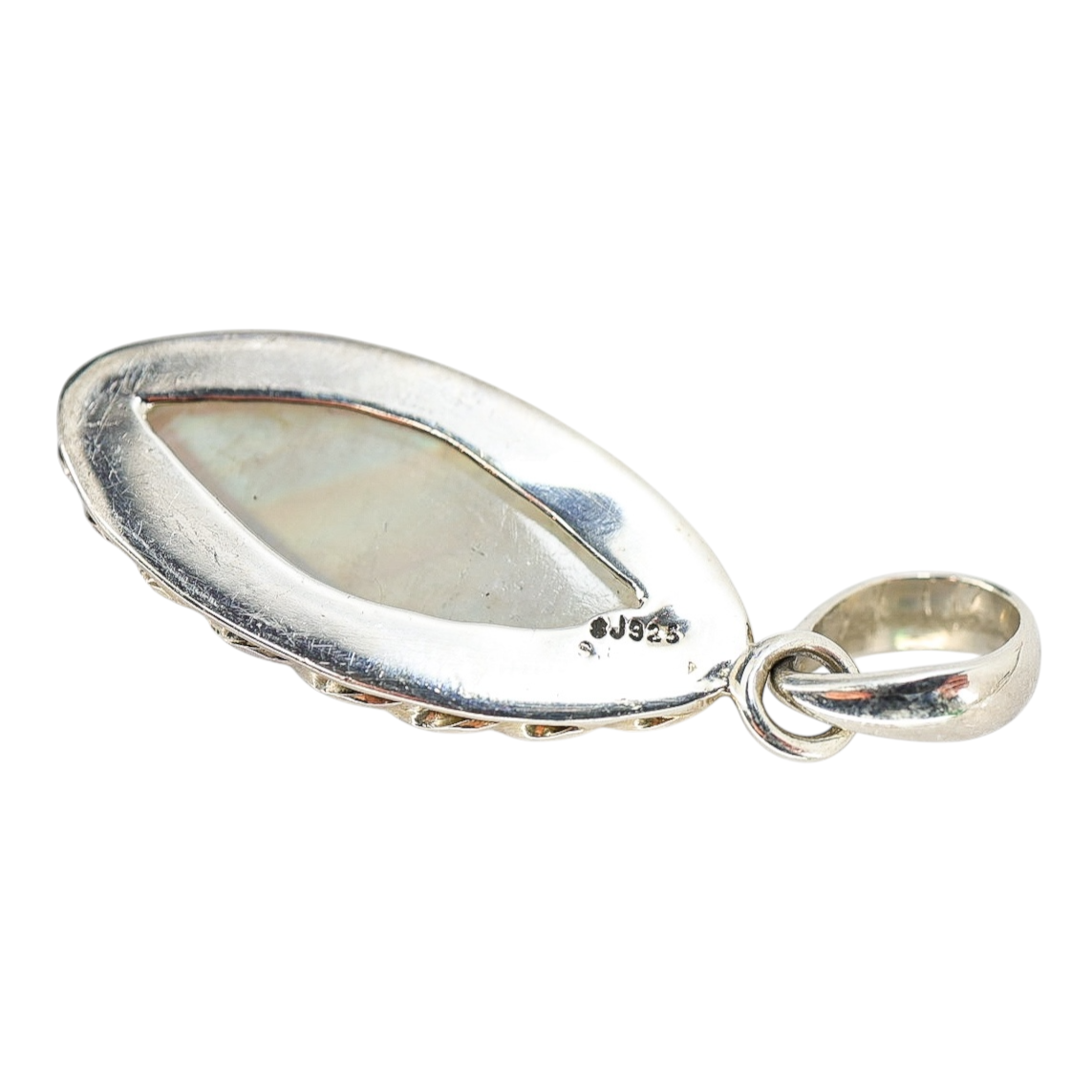 Vintage Rainbow Moonstone Pendant – Sterling Silver SJ925, Marquise Cabochon