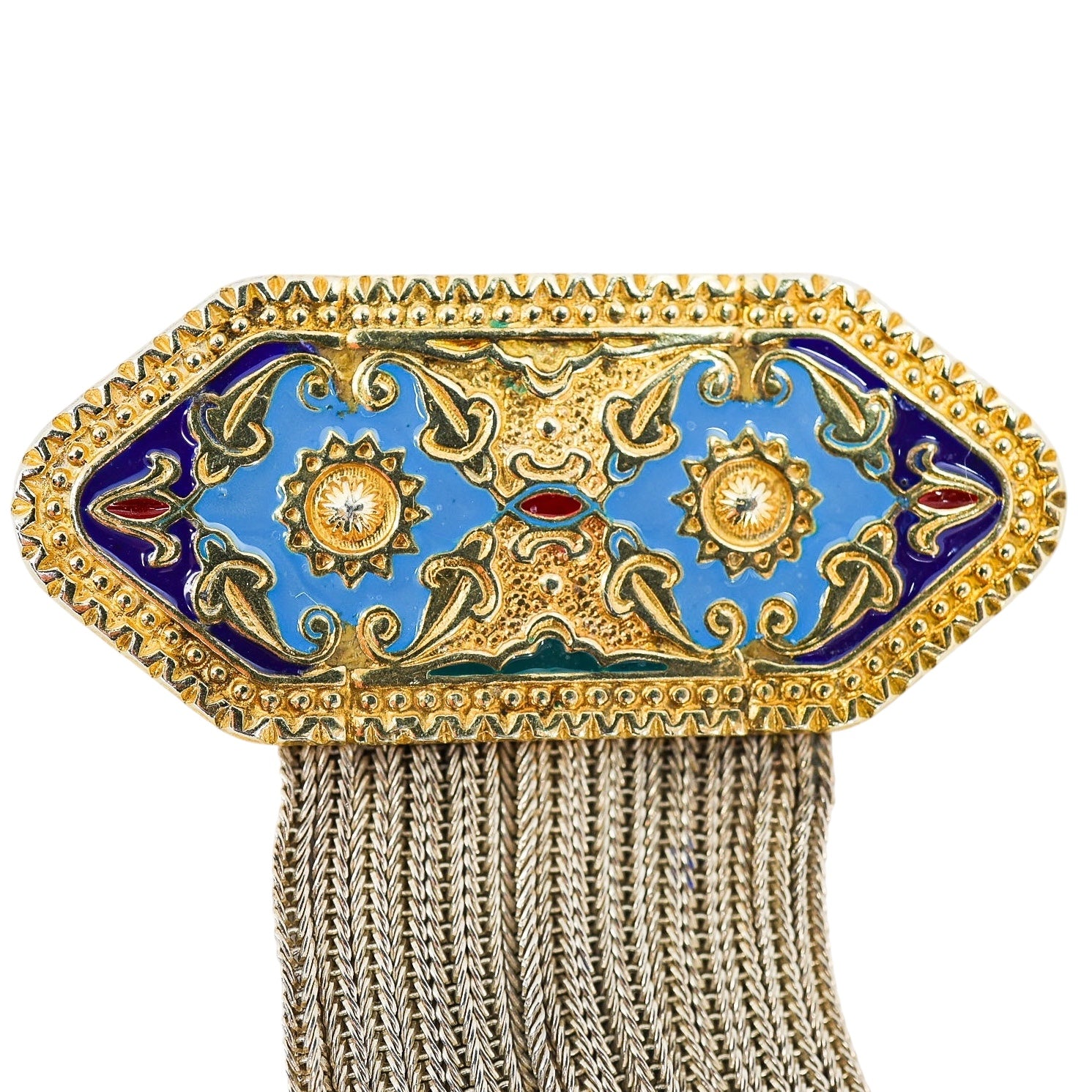 Vintage BANU 925 Enamel Tassel Brooch Turkish Ottoman Revival