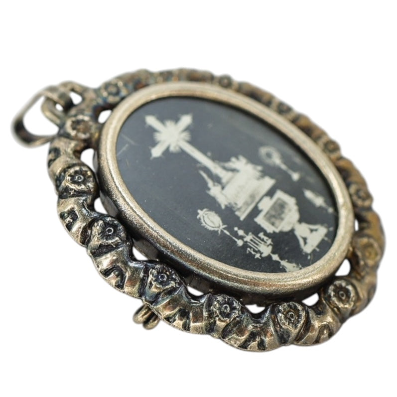 Antique Catholic Devotional Photo Brooches / Pendants - Set Of 2