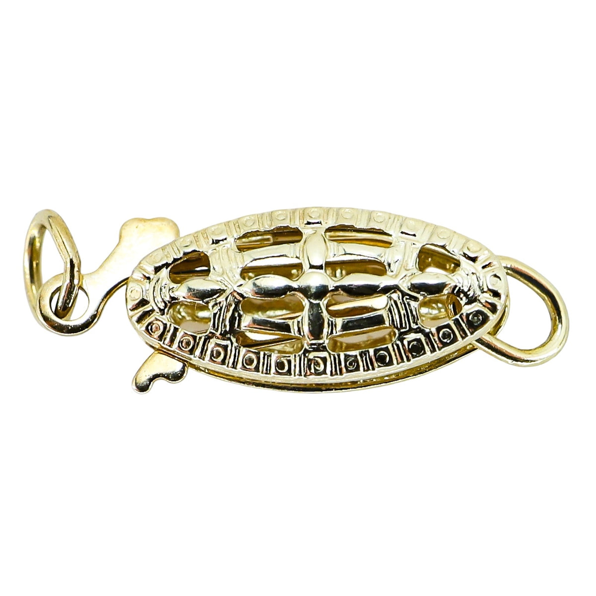 14k Yellow Gold Fish Hook Clasp Filigree Pearl Necklace Finding Art Deco