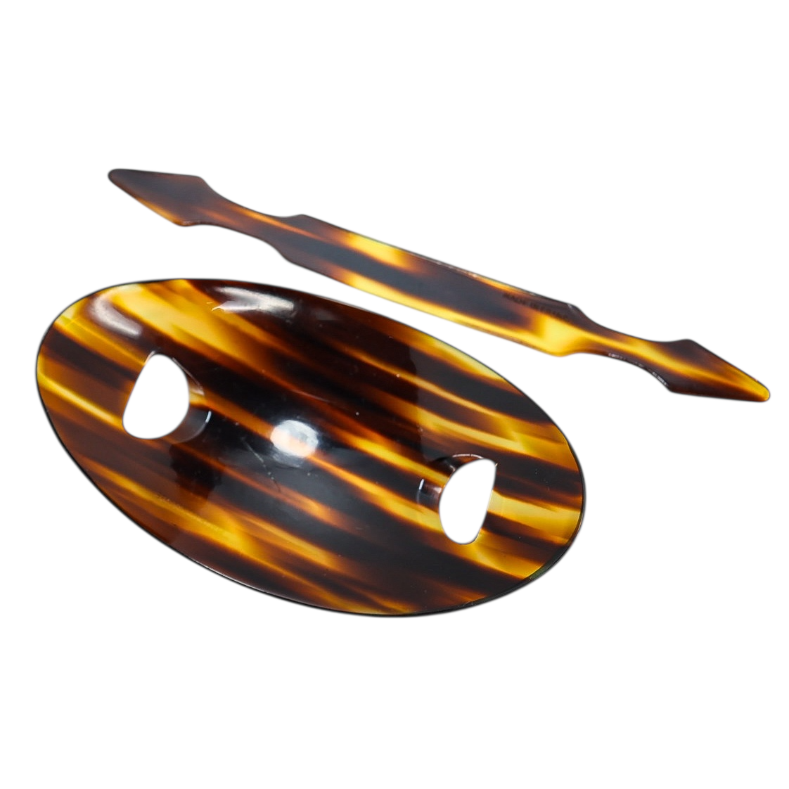Vintage Made in France Tortoise Shell Hair Slide Barrette with Stick – Oval Cellulose Acetate French Hair Clip