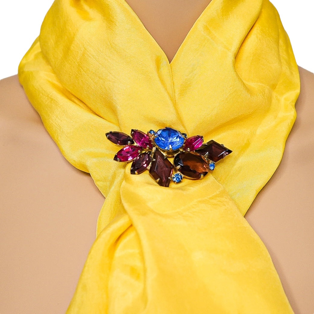 Juliana D&E Rhinestone Brooch – Large 2.5” Fuchsia Purple & Blue