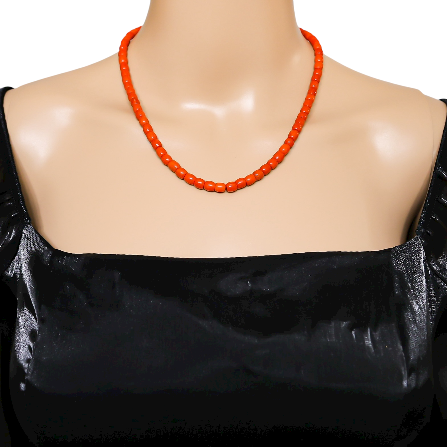 Vintage Natural Undyed Red Orange Salmon Coral Necklace Gold Filled Clasp 29g