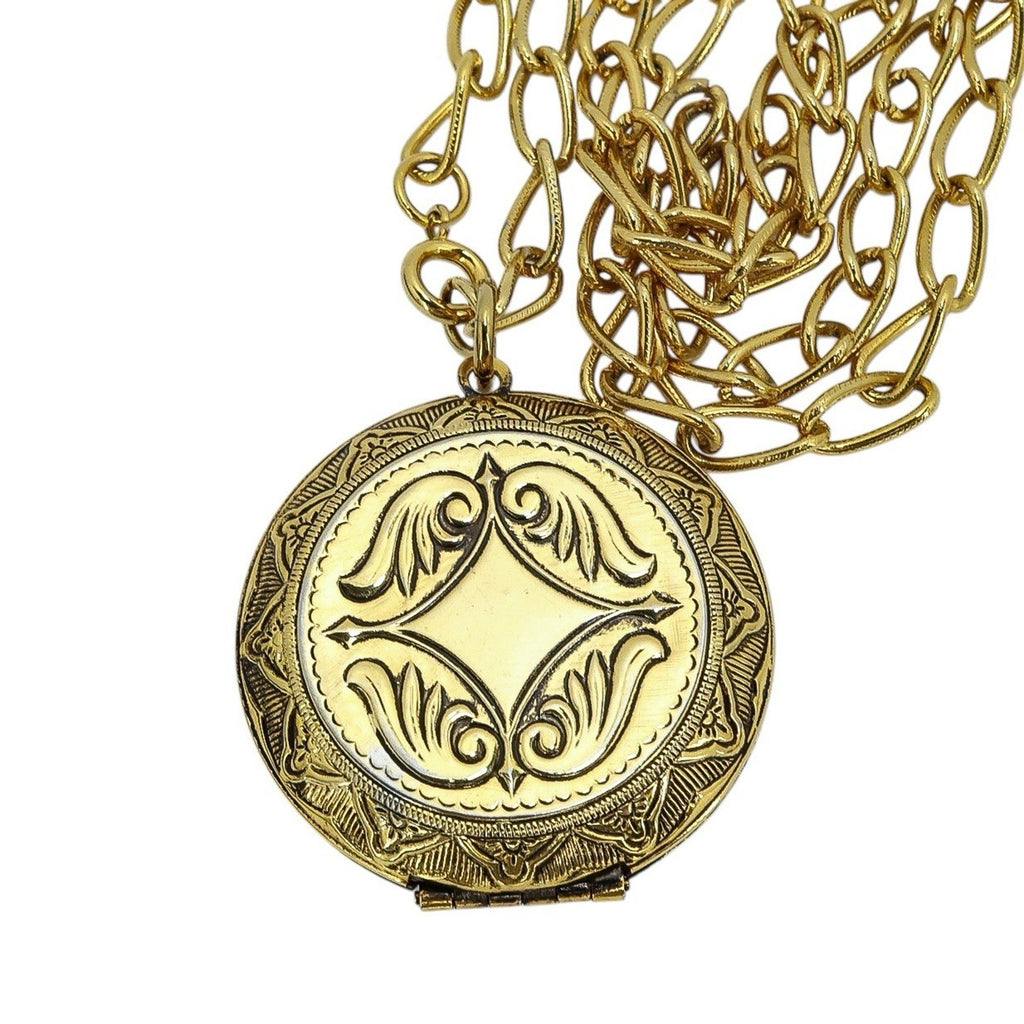 Vintage MCM Zodiac Astrology Pendant Locket Necklace 12 Signs Copper & Goldtone
