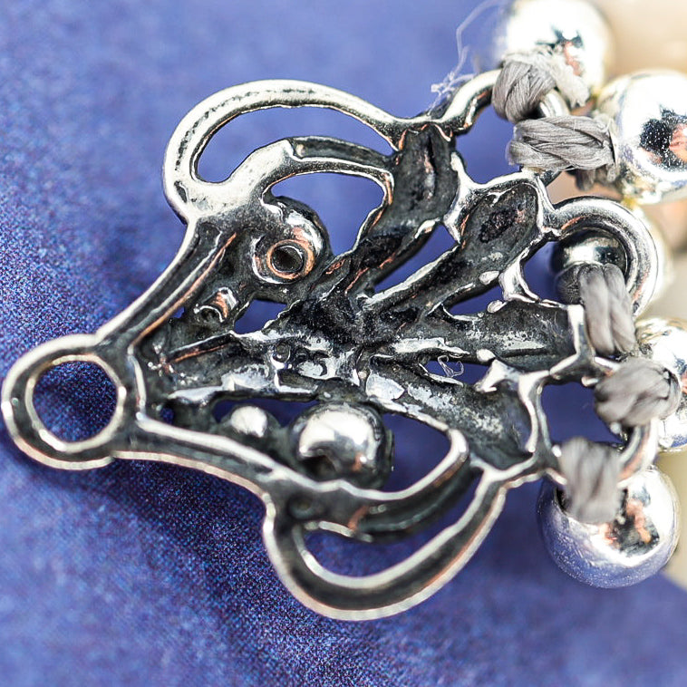 OOAK Vintage Style 5-Strand Angel Skin Coral Bracelet Ornate Sterling Clasp 8 In