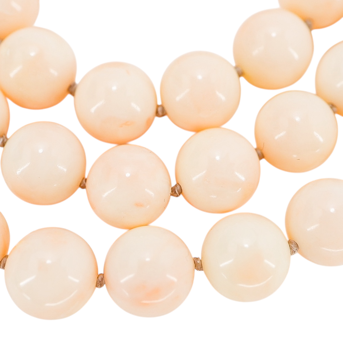 Blush Pink Angel Skin Momo Coral Necklace - New Strung w NOS Beads - 9mm 49g 18”