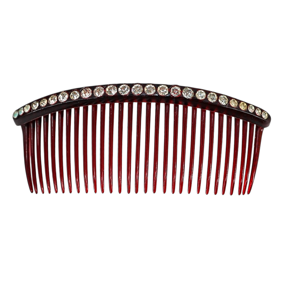 Vintage 1930s KANT-SLIP USA Hair Comb – Art Deco Celluloid Rhinestone