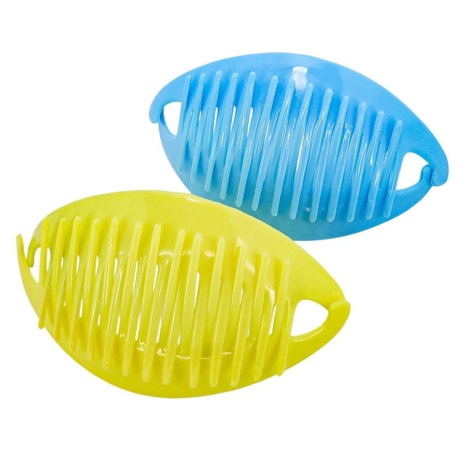 Vintage Tzers Taiwan Hair Clincher Comb Banana Clip Blue Yellow 5.5 In