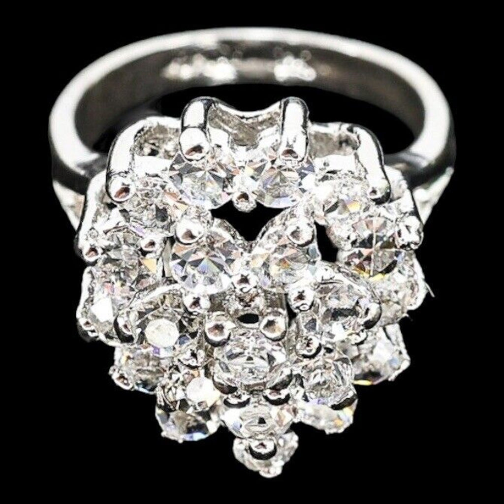 Vintage Uncas Mfg Sterling Silver Cubic Zirconia Cluster Ring Size 6 Excellent