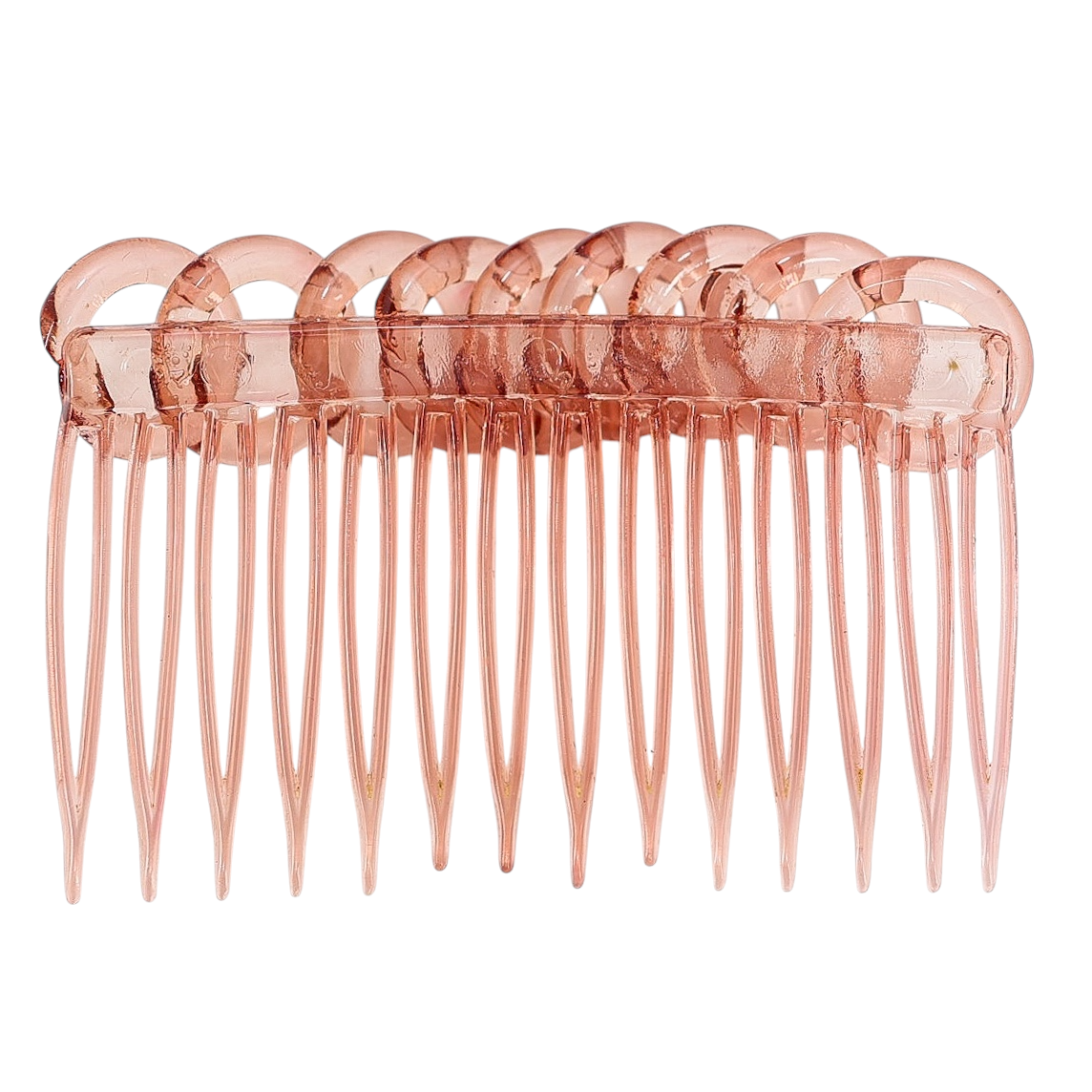 Vintage Pink Lucite Hair Comb – Made in USA – Retro Loop Top Design