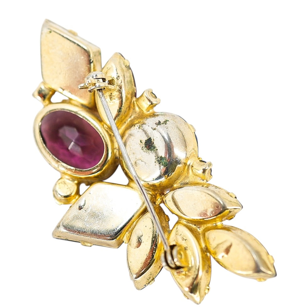 Juliana D&E Rhinestone Brooch – Large 2.5” Fuchsia Purple & Blue