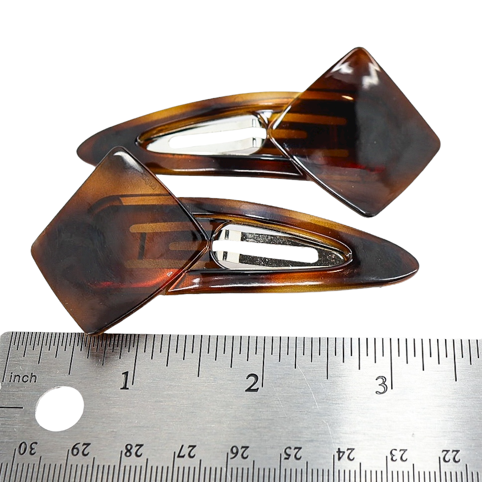 Vintage Helfrance France Tortoiseshell Hair Clips – 3.25” Patent Pending