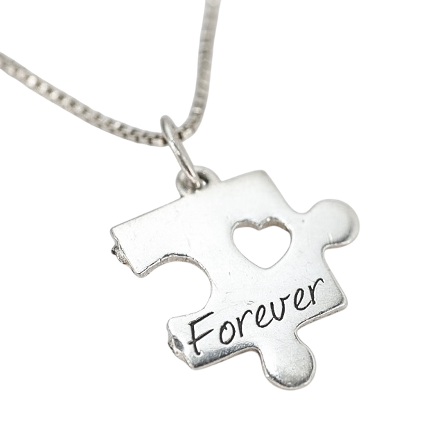 Lot 2 Stackable Layered Necklace Dyadema Puffy Heart 925 Italy “Forever” Puzzle