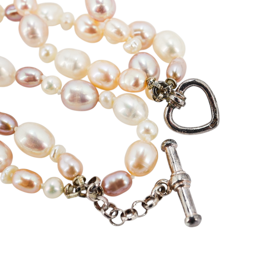 Freshwater Pearl Necklace & Bracelet Set with Large Oval Shell Pendant