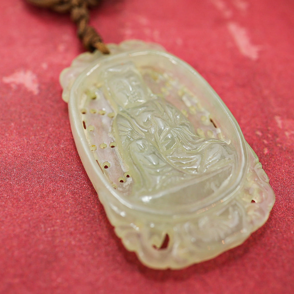 Jade Jadeite Finely Hand Carved Buddha Pendant Necklace 1 5/8 in x 1 in 11g