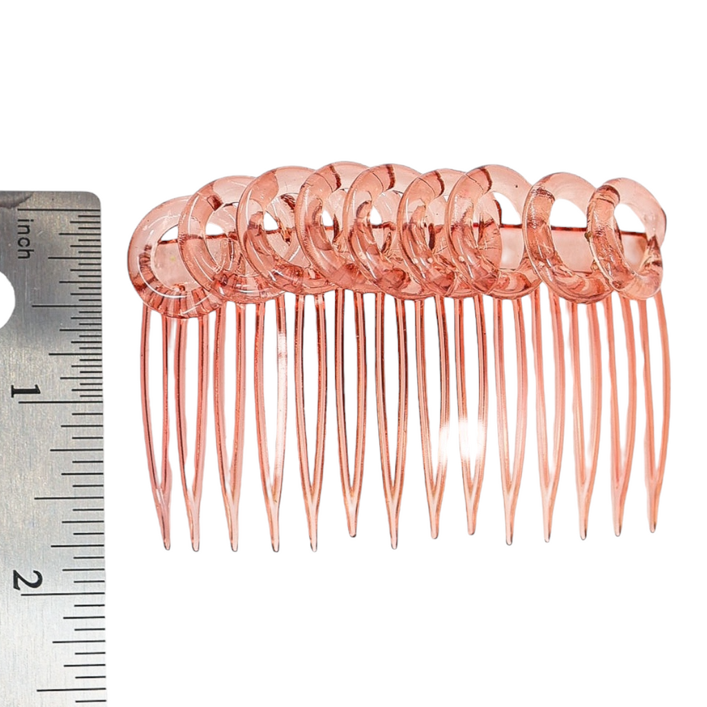 Vintage Pink Lucite Hair Comb – Made in USA – Retro Loop Top Design