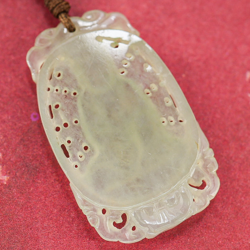 Jade Jadeite Finely Hand Carved Buddha Pendant Necklace 1 5/8 in x 1 in 11g