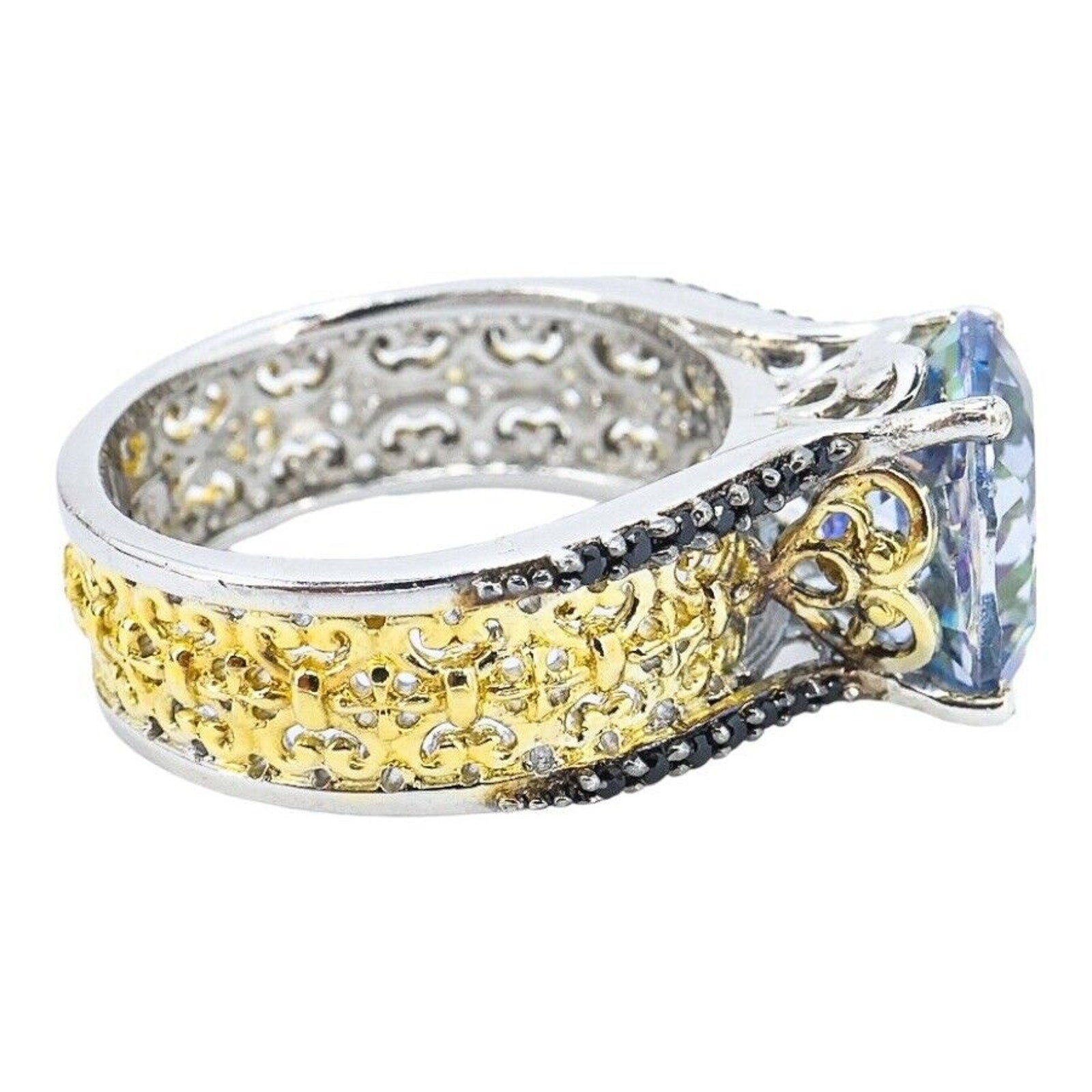 Large Statement Mystic Topaz Sterling Silver Ring STS Chuck Clemency Size 7.5