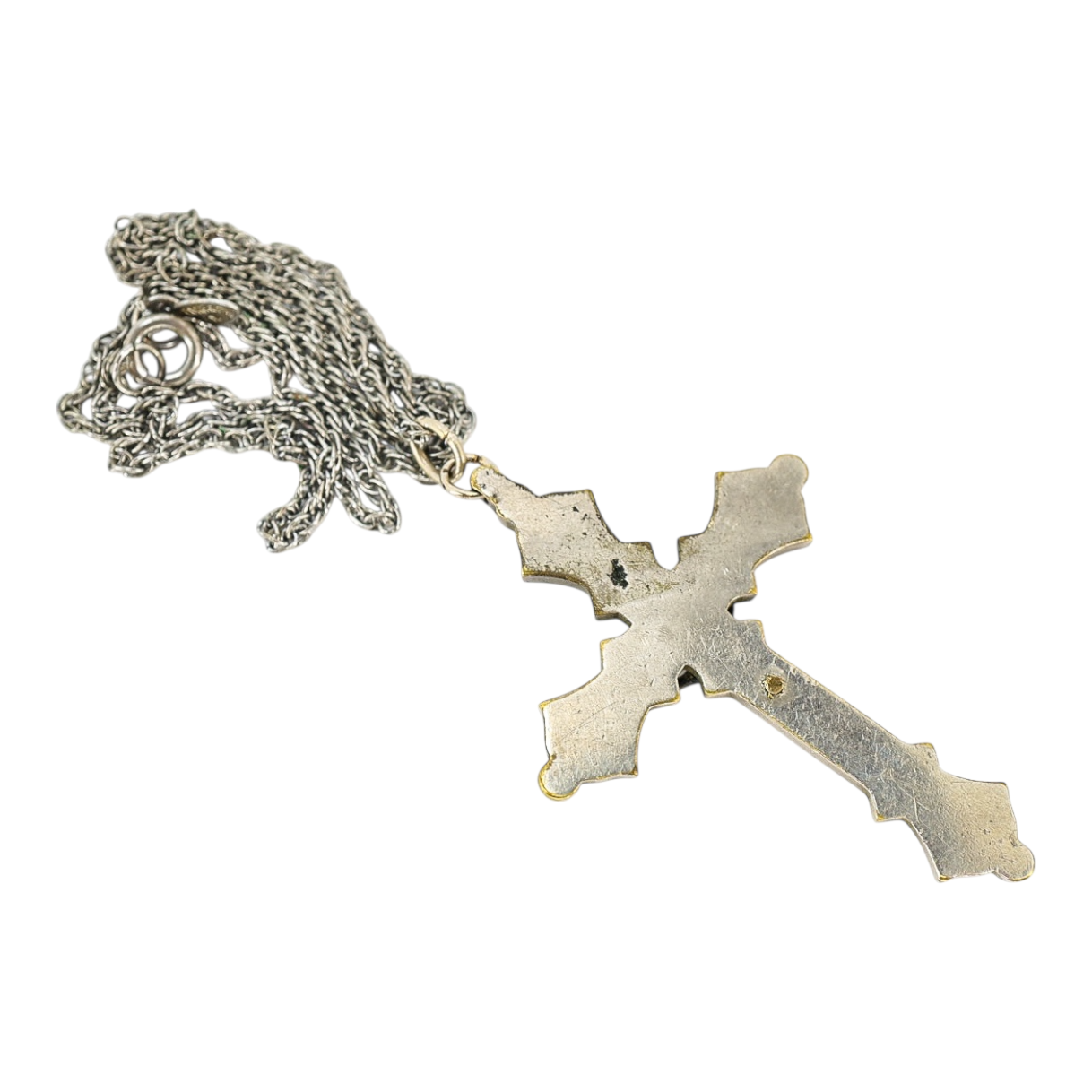 Vintage Italian Micro Mosaic Crucifix Pendant Necklace