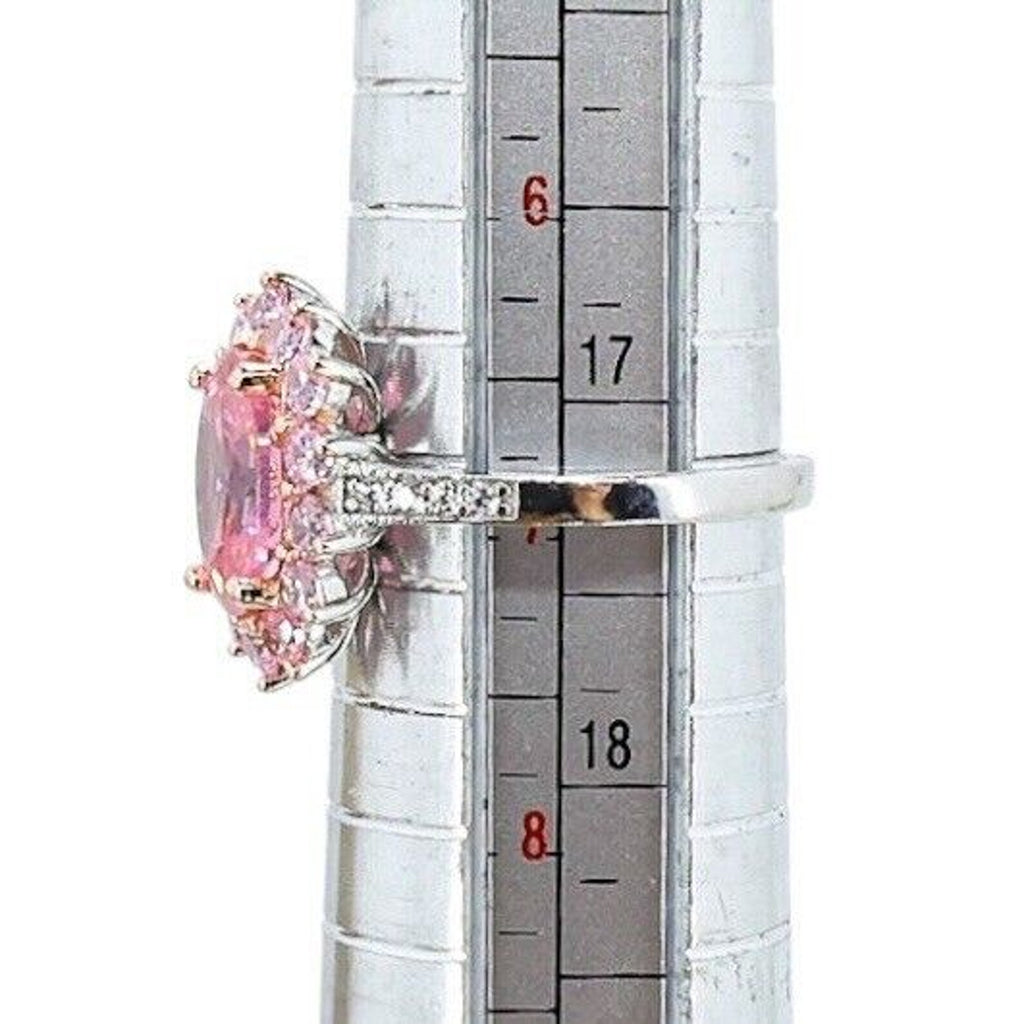 Large Statement Cocktail Sterling Silver Ring 925 Pink Oval Stone Size 7