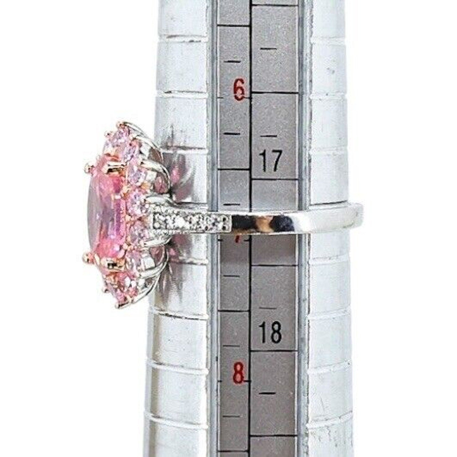 Large Statement Cocktail Sterling Silver Ring 925 Pink Oval Stone Size 7