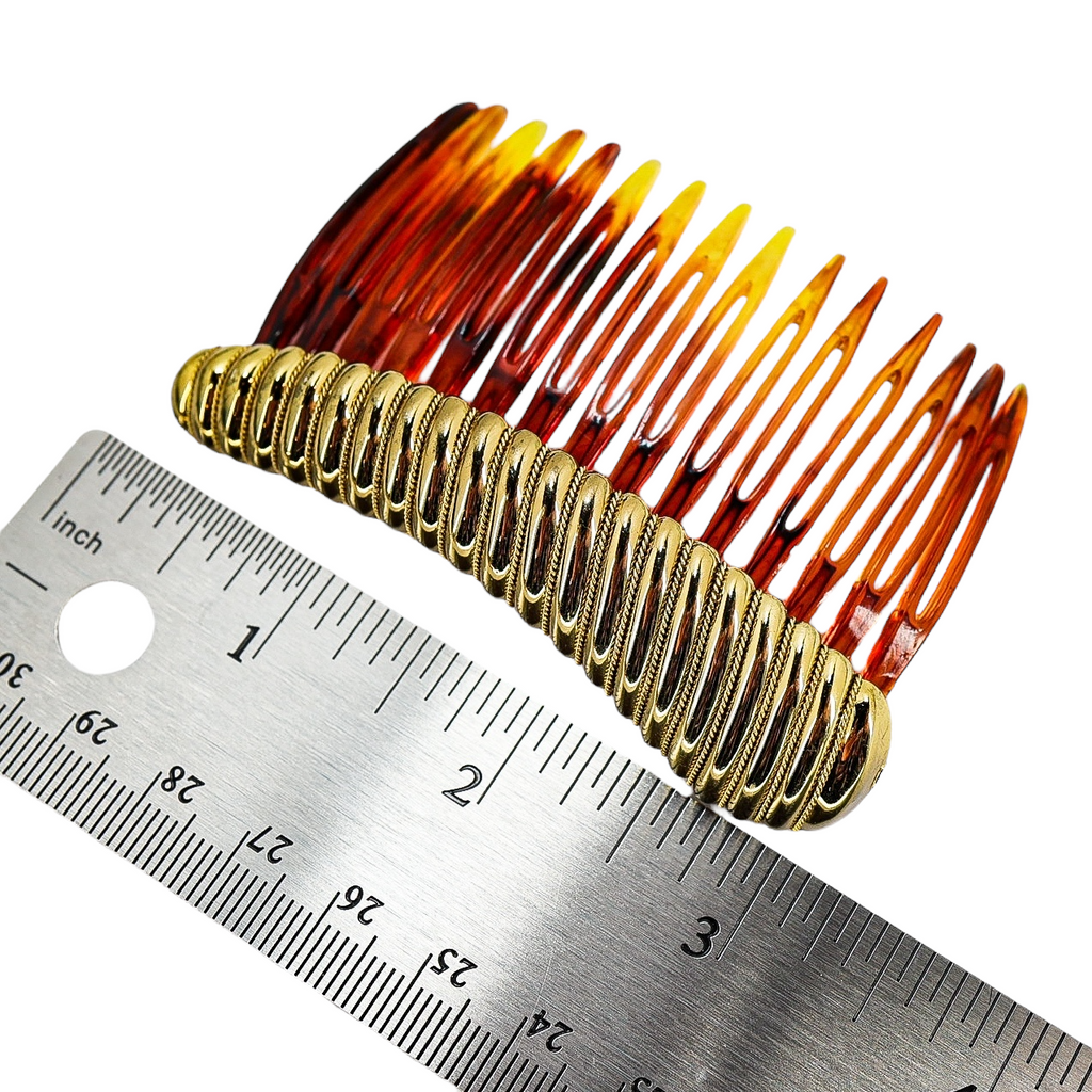 Paris Diffusion 1979 Tortoiseshell & Gold Twisted Rope Hair Comb