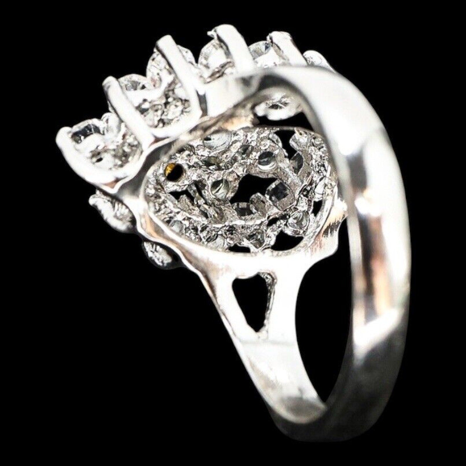 Vintage Uncas Mfg Sterling Silver Cubic Zirconia Cluster Ring Size 6 Excellent