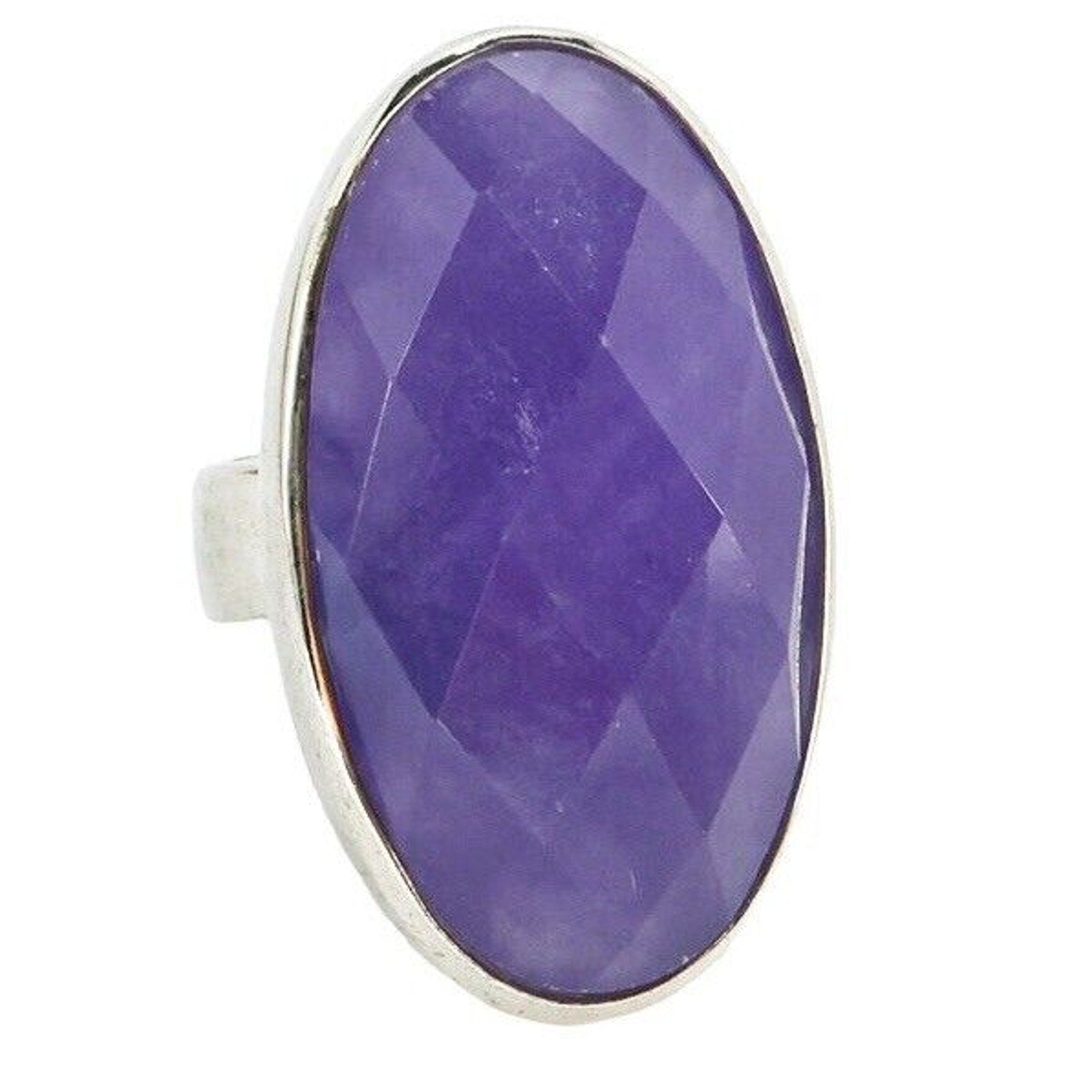 Statement Party Cocktail Ring Size 7 Sterling Silver 925 Purple Stone PJS